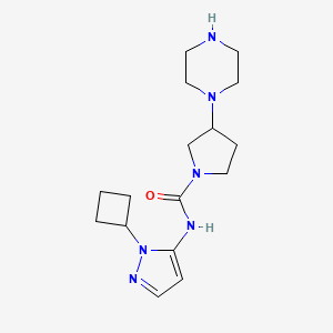molecular formula C16H26N6O B7301999 N-(2-cyclobutylpyrazol-3-yl)-3-piperazin-1-ylpyrrolidine-1-carboxamide 