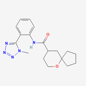 molecular formula C18H23N5O2 B7302297 N-[2-(1-methyltetrazol-5-yl)phenyl]-6-oxaspiro[4.5]decane-9-carboxamide 