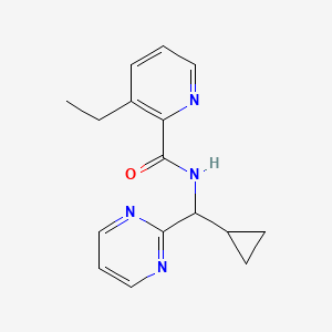 molecular formula C16H18N4O B7302404 N-[cyclopropyl(pyrimidin-2-yl)methyl]-3-ethylpyridine-2-carboxamide 