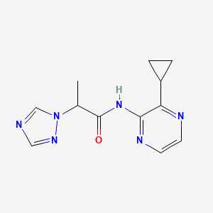 molecular formula C12H14N6O B7302459 N-(3-cyclopropylpyrazin-2-yl)-2-(1,2,4-triazol-1-yl)propanamide 