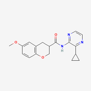 molecular formula C18H19N3O3 B7302470 N-(3-cyclopropylpyrazin-2-yl)-6-methoxy-3,4-dihydro-2H-chromene-3-carboxamide 