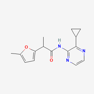 molecular formula C15H17N3O2 B7302490 N-(3-cyclopropylpyrazin-2-yl)-2-(5-methylfuran-2-yl)propanamide 
