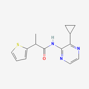 molecular formula C14H15N3OS B7302492 N-(3-cyclopropylpyrazin-2-yl)-2-thiophen-2-ylpropanamide 