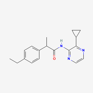 molecular formula C18H21N3O B7302496 N-(3-cyclopropylpyrazin-2-yl)-2-(4-ethylphenyl)propanamide 