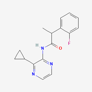 molecular formula C16H16FN3O B7302502 N-(3-cyclopropylpyrazin-2-yl)-2-(2-fluorophenyl)propanamide 