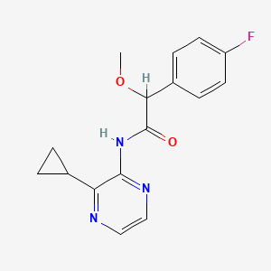molecular formula C16H16FN3O2 B7302537 N-(3-cyclopropylpyrazin-2-yl)-2-(4-fluorophenyl)-2-methoxyacetamide 