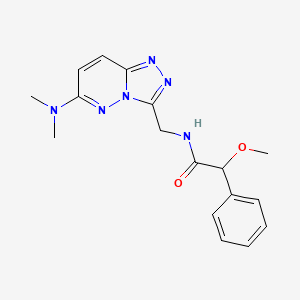 molecular formula C17H20N6O2 B7302901 N-[[6-(dimethylamino)-[1,2,4]triazolo[4,3-b]pyridazin-3-yl]methyl]-2-methoxy-2-phenylacetamide 