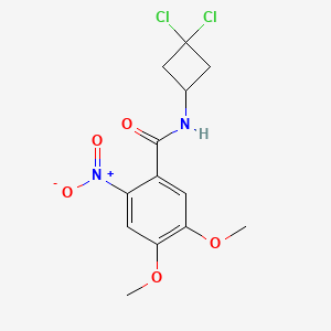 molecular formula C13H14Cl2N2O5 B7302917 N-(3,3-dichlorocyclobutyl)-4,5-dimethoxy-2-nitrobenzamide 