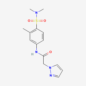 molecular formula C14H18N4O3S B7303131 N-[4-(dimethylsulfamoyl)-3-methylphenyl]-2-pyrazol-1-ylacetamide 