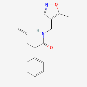 molecular formula C16H18N2O2 B7303151 N-[(5-methyl-1,2-oxazol-4-yl)methyl]-2-phenylpent-4-enamide 