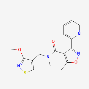 molecular formula C16H16N4O3S B7303192 N-[(3-methoxy-1,2-thiazol-4-yl)methyl]-N,5-dimethyl-3-pyridin-2-yl-1,2-oxazole-4-carboxamide 