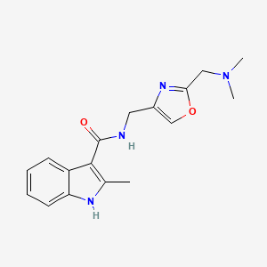 molecular formula C17H20N4O2 B7303240 N-[[2-[(dimethylamino)methyl]-1,3-oxazol-4-yl]methyl]-2-methyl-1H-indole-3-carboxamide 