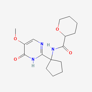 molecular formula C16H23N3O4 B7303290 N-[1-(5-methoxy-6-oxo-1H-pyrimidin-2-yl)cyclopentyl]oxane-2-carboxamide 