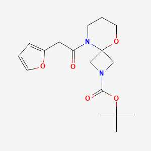 molecular formula C17H24N2O5 B7303356 Tert-butyl 9-[2-(furan-2-yl)acetyl]-5-oxa-2,9-diazaspiro[3.5]nonane-2-carboxylate 