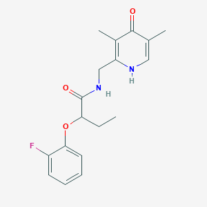 molecular formula C18H21FN2O3 B7303369 N-[(3,5-dimethyl-4-oxo-1H-pyridin-2-yl)methyl]-2-(2-fluorophenoxy)butanamide 