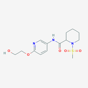 molecular formula C14H21N3O5S B7303399 N-[6-(2-hydroxyethoxy)pyridin-3-yl]-1-methylsulfonylpiperidine-2-carboxamide 