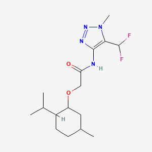 molecular formula C16H26F2N4O2 B7303487 N-[5-(difluoromethyl)-1-methyltriazol-4-yl]-2-(5-methyl-2-propan-2-ylcyclohexyl)oxyacetamide 