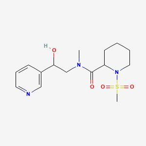 molecular formula C15H23N3O4S B7303531 N-(2-hydroxy-2-pyridin-3-ylethyl)-N-methyl-1-methylsulfonylpiperidine-2-carboxamide 