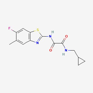 molecular formula C14H14FN3O2S B7303558 N-(cyclopropylmethyl)-N'-(6-fluoro-5-methyl-1,3-benzothiazol-2-yl)oxamide 