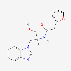 molecular formula C17H19N3O3 B7303616 N-[1-(benzimidazol-1-yl)-3-hydroxy-2-methylpropan-2-yl]-2-(furan-2-yl)acetamide 