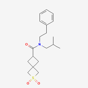 molecular formula C19H27NO3S B7303669 N-(2-methylpropyl)-2,2-dioxo-N-(2-phenylethyl)-2lambda6-thiaspiro[3.3]heptane-6-carboxamide 