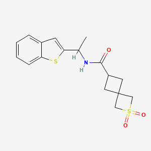 molecular formula C17H19NO3S2 B7303674 N-[1-(1-benzothiophen-2-yl)ethyl]-2,2-dioxo-2lambda6-thiaspiro[3.3]heptane-6-carboxamide 