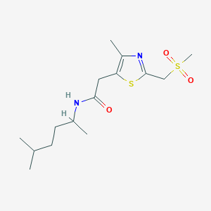 molecular formula C15H26N2O3S2 B7303691 N-(5-methylhexan-2-yl)-2-[4-methyl-2-(methylsulfonylmethyl)-1,3-thiazol-5-yl]acetamide 