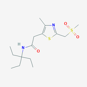 molecular formula C15H26N2O3S2 B7303695 N-(3-ethylpentan-3-yl)-2-[4-methyl-2-(methylsulfonylmethyl)-1,3-thiazol-5-yl]acetamide 