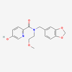 molecular formula C17H18N2O5 B7303713 N-(1,3-benzodioxol-5-ylmethyl)-5-hydroxy-N-(2-methoxyethyl)pyridine-2-carboxamide 