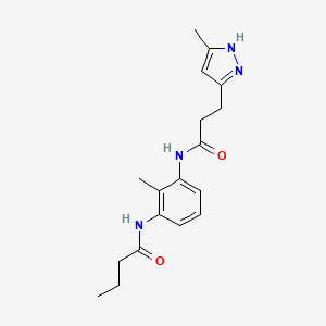 molecular formula C18H24N4O2 B7303752 N-[2-methyl-3-[3-(5-methyl-1H-pyrazol-3-yl)propanoylamino]phenyl]butanamide 