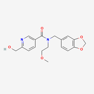 molecular formula C18H20N2O5 B7303785 N-(1,3-benzodioxol-5-ylmethyl)-6-(hydroxymethyl)-N-(2-methoxyethyl)pyridine-3-carboxamide 