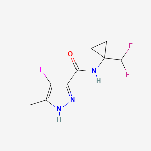 molecular formula C9H10F2IN3O B7303848 N-[1-(difluoromethyl)cyclopropyl]-4-iodo-5-methyl-1H-pyrazole-3-carboxamide 