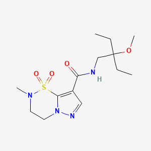 molecular formula C14H24N4O4S B7303868 N-(2-ethyl-2-methoxybutyl)-2-methyl-1,1-dioxo-3,4-dihydropyrazolo[1,5-e][1,2,5]thiadiazine-8-carboxamide 