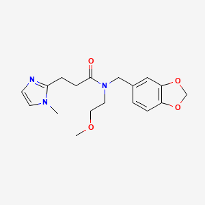 molecular formula C18H23N3O4 B7303872 N-(1,3-benzodioxol-5-ylmethyl)-N-(2-methoxyethyl)-3-(1-methylimidazol-2-yl)propanamide 