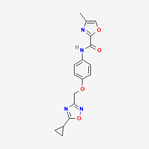 molecular formula C17H16N4O4 B7303889 N-[4-[(5-cyclopropyl-1,2,4-oxadiazol-3-yl)methoxy]phenyl]-4-methyl-1,3-oxazole-2-carboxamide 