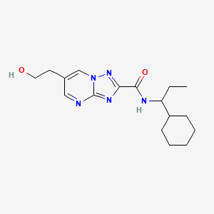 molecular formula C17H25N5O2 B7303930 N-(1-cyclohexylpropyl)-6-(2-hydroxyethyl)-[1,2,4]triazolo[1,5-a]pyrimidine-2-carboxamide 