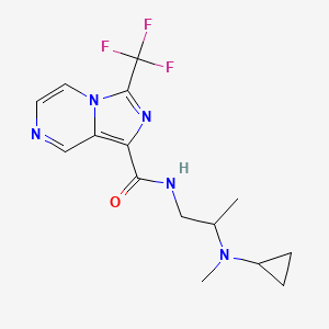 molecular formula C15H18F3N5O B7303986 N-[2-[cyclopropyl(methyl)amino]propyl]-3-(trifluoromethyl)imidazo[1,5-a]pyrazine-1-carboxamide 