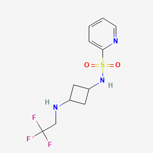 molecular formula C11H14F3N3O2S B7304006 N-[3-(2,2,2-trifluoroethylamino)cyclobutyl]pyridine-2-sulfonamide 