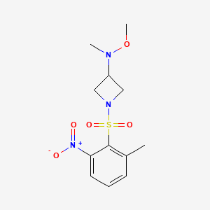 molecular formula C12H17N3O5S B7304141 N-methoxy-N-methyl-1-(2-methyl-6-nitrophenyl)sulfonylazetidin-3-amine 