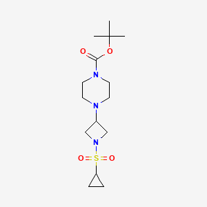 molecular formula C15H27N3O4S B7304275 Tert-butyl 4-(1-cyclopropylsulfonylazetidin-3-yl)piperazine-1-carboxylate 