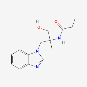 molecular formula C14H19N3O2 B7304399 N-[1-(benzimidazol-1-yl)-3-hydroxy-2-methylpropan-2-yl]propanamide 