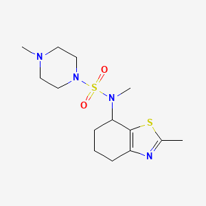 molecular formula C14H24N4O2S2 B7304476 N,4-dimethyl-N-(2-methyl-4,5,6,7-tetrahydro-1,3-benzothiazol-7-yl)piperazine-1-sulfonamide 