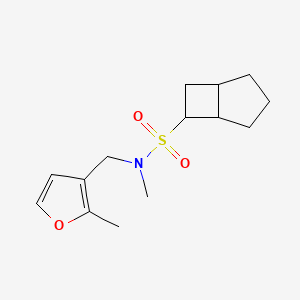 molecular formula C14H21NO3S B7304682 N-methyl-N-[(2-methylfuran-3-yl)methyl]bicyclo[3.2.0]heptane-6-sulfonamide 