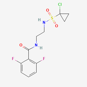 molecular formula C12H13ClF2N2O3S B7304704 N-[2-[(1-chlorocyclopropyl)sulfonylamino]ethyl]-2,6-difluorobenzamide 
