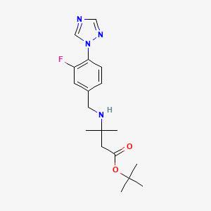 molecular formula C18H25FN4O2 B7304808 Tert-butyl 3-[[3-fluoro-4-(1,2,4-triazol-1-yl)phenyl]methylamino]-3-methylbutanoate 