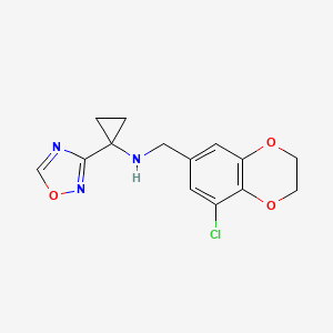 molecular formula C14H14ClN3O3 B7304821 N-[(5-chloro-2,3-dihydro-1,4-benzodioxin-7-yl)methyl]-1-(1,2,4-oxadiazol-3-yl)cyclopropan-1-amine 