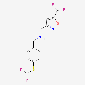 molecular formula C13H12F4N2OS B7304857 N-[[5-(difluoromethyl)-1,2-oxazol-3-yl]methyl]-1-[4-(difluoromethylsulfanyl)phenyl]methanamine 