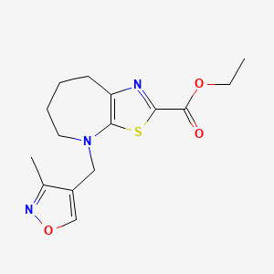 molecular formula C15H19N3O3S B7304884 Ethyl 4-[(3-methyl-1,2-oxazol-4-yl)methyl]-5,6,7,8-tetrahydro-[1,3]thiazolo[5,4-b]azepine-2-carboxylate 