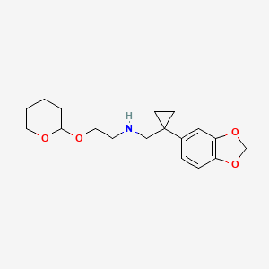molecular formula C18H25NO4 B7304953 N-[[1-(1,3-benzodioxol-5-yl)cyclopropyl]methyl]-2-(oxan-2-yloxy)ethanamine 