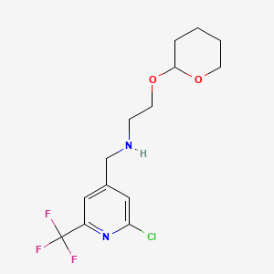 molecular formula C14H18ClF3N2O2 B7304966 N-[[2-chloro-6-(trifluoromethyl)pyridin-4-yl]methyl]-2-(oxan-2-yloxy)ethanamine 